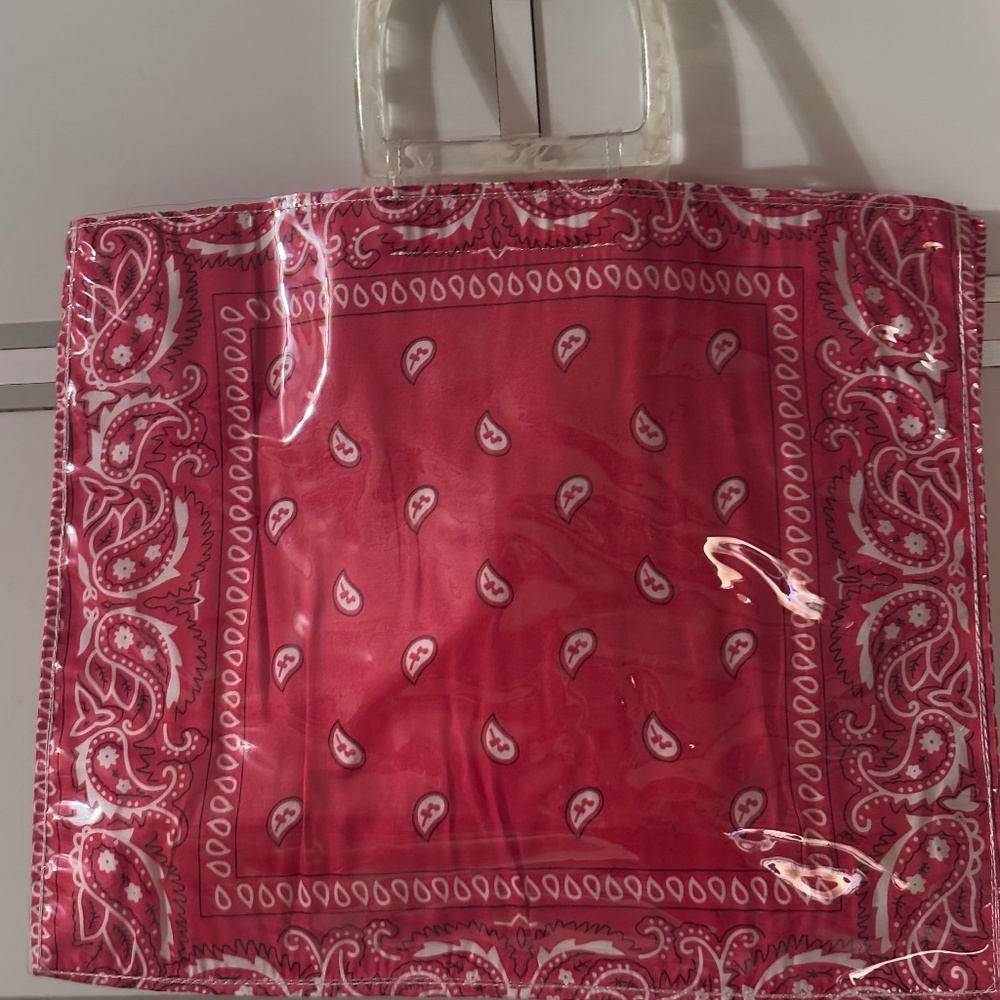 Unbranded Beach Bag Hot Pink Transparent with Acrylic Handle  NWOT